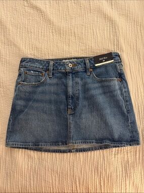 Abercrombie & Fitch Curve Love Medium Wash Mid Rise Denim Mini Skirt